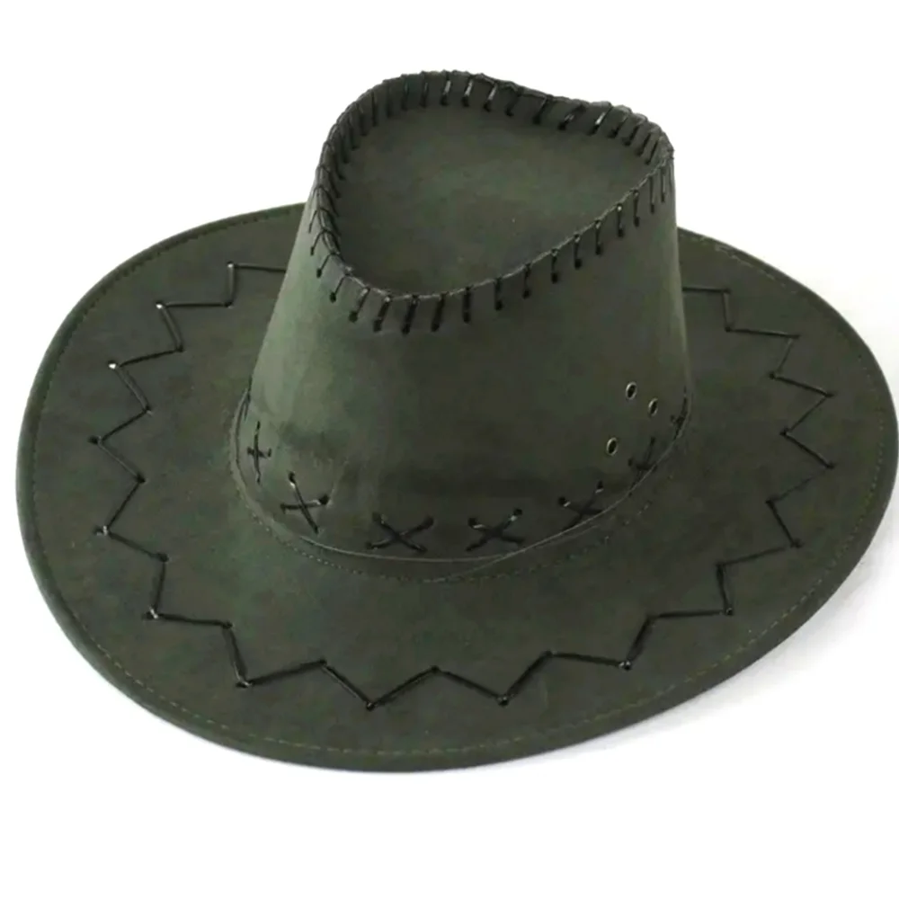 Army Green Cowboy Hat with Black Stitching